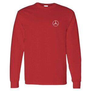 Men’s Mercedes-Benz Car Logo Embroidered Cotton Long Sleeve - Red